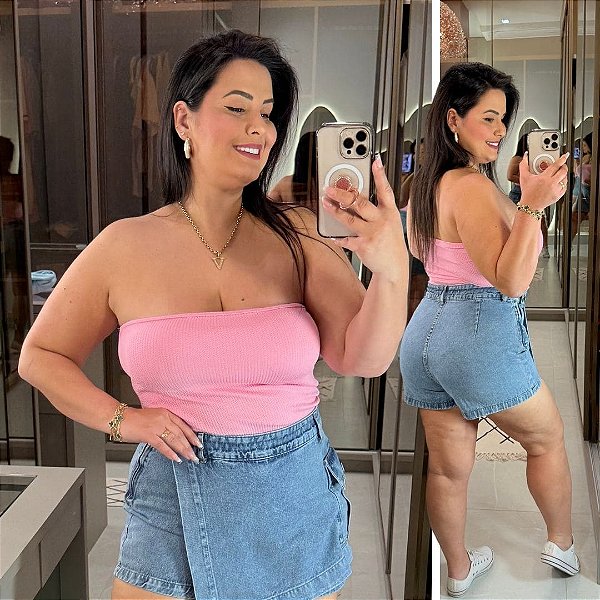 Top Faixa Lupita Rosa Plus Size