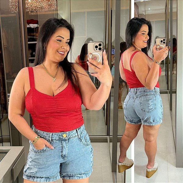 Alcinha Canelada Vermelha Plus Size