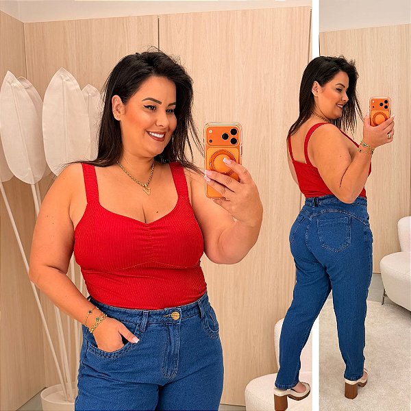 Alcinha Canelada Vermelha Plus Size