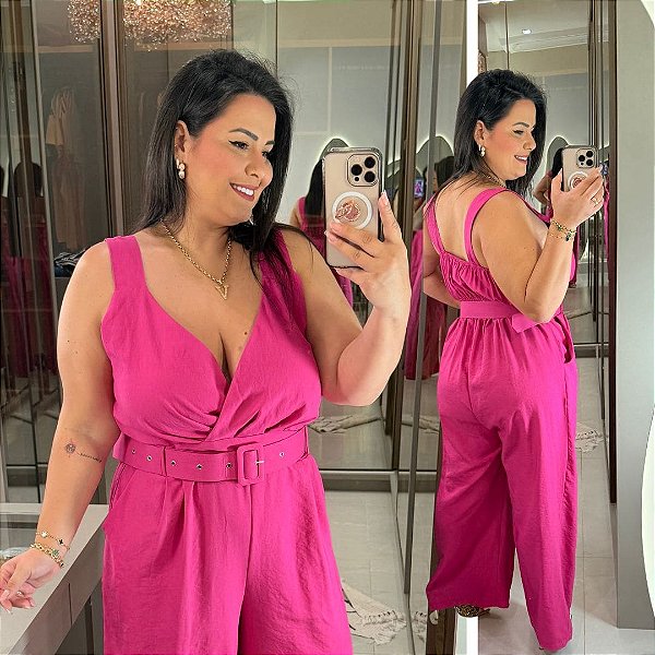 Macacão Bia Pink Plus Size