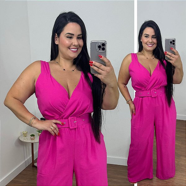 Macacão Bia Pink Plus Size