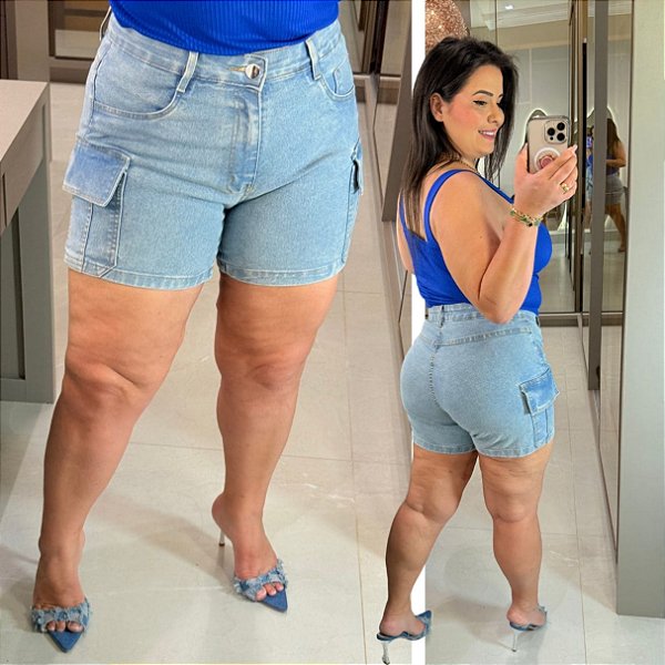 Short Jeans Pb Emily Cargo Plus Size