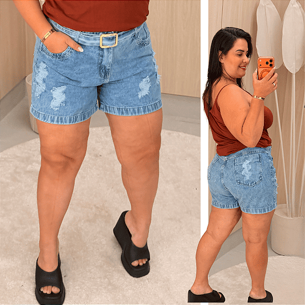 Short Jeans Awa Jane Marmorizado Plus Size