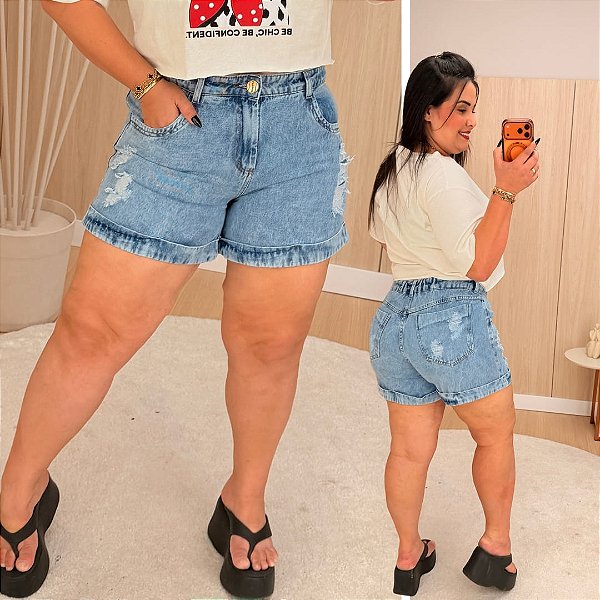 Short Jeans Awa Marisa Destroyed Plus Size