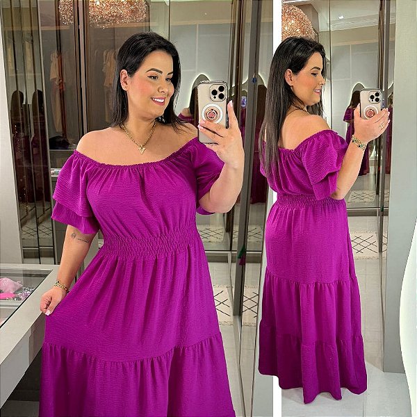Vestido Ciganinha Mali Fúcsia Plus Size
