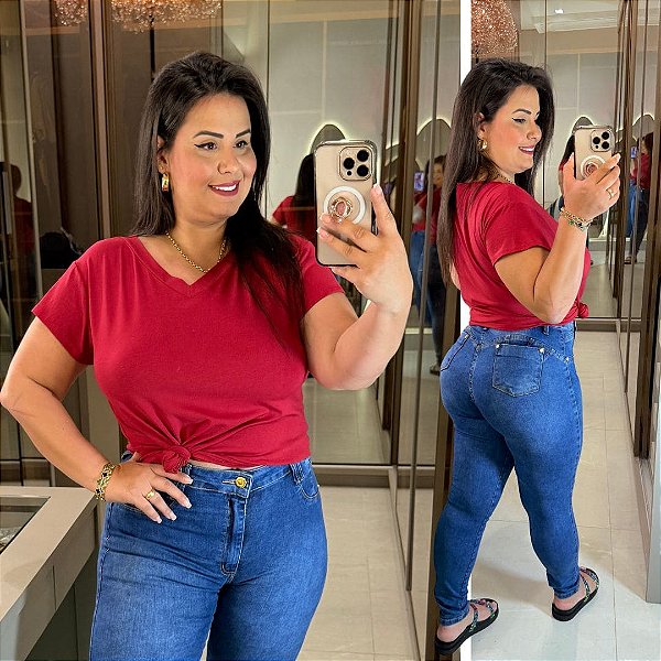 T shirt Básica Leila Vermelha Plus Size