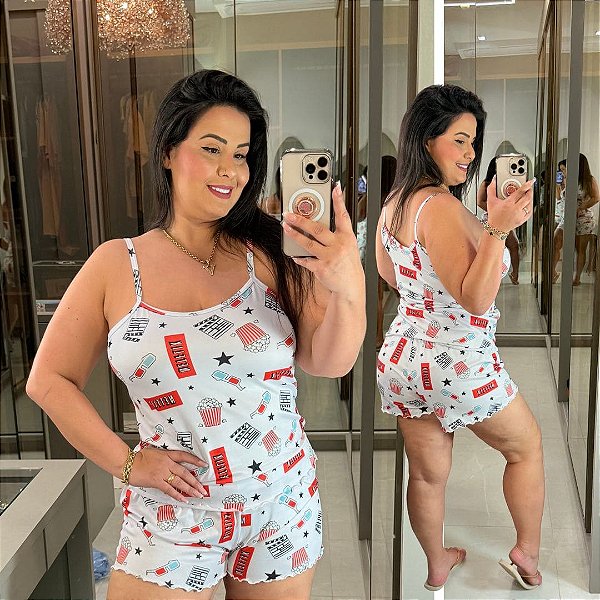 Pijama Netflix Branco Plus Size