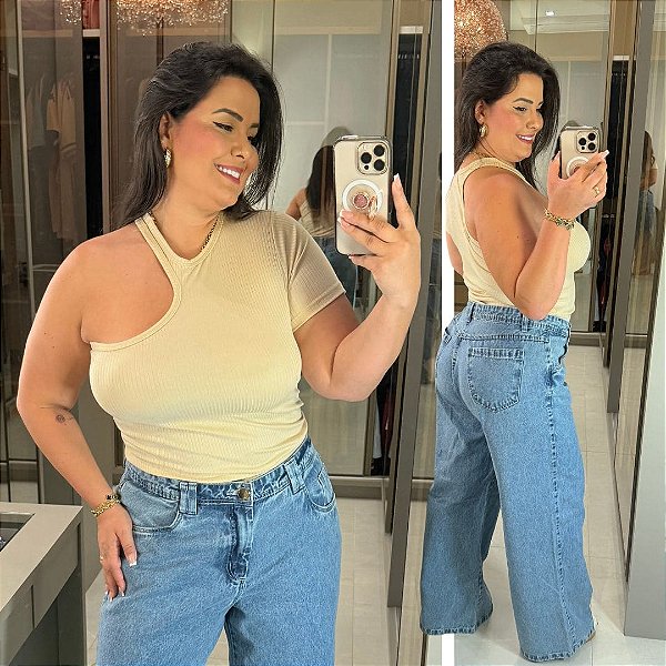 Blusa Canelada Nula Nude Plus Size