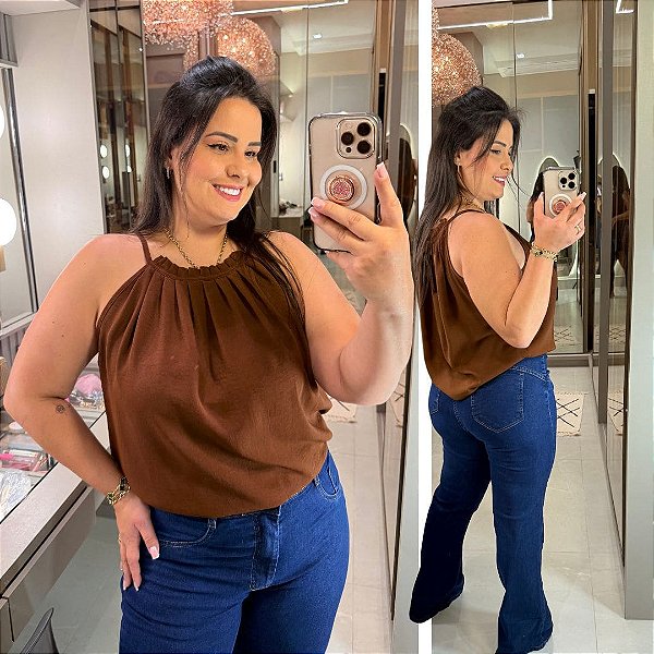 Blusa Gola Duna Marrom Plus Size