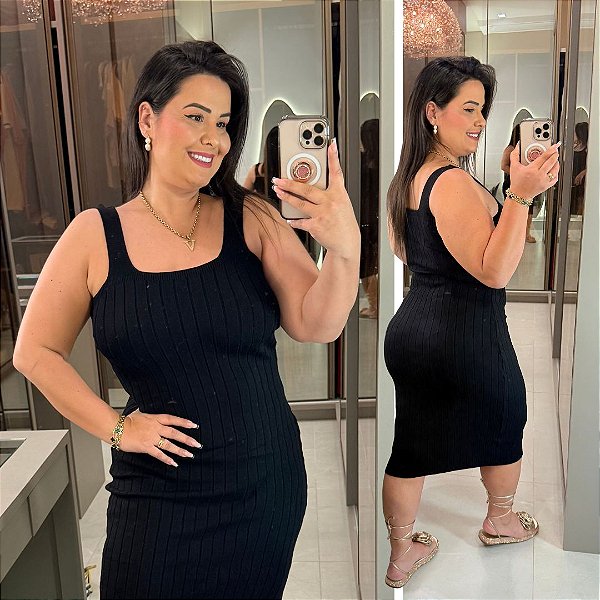 Vestido Modal Alina Preto Plus Size