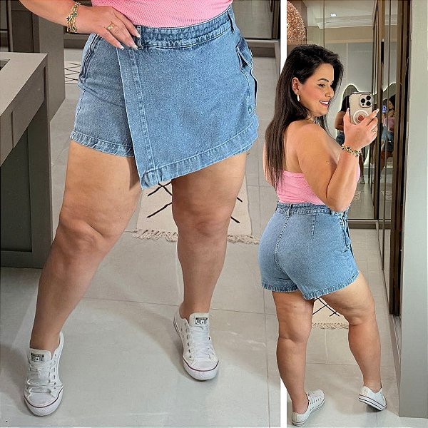 Short Saia Awa Jeans Lena Cargo Plus Size