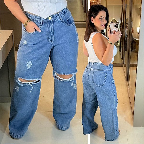 Calça Jeans Marcela Wide Leg Plus Size