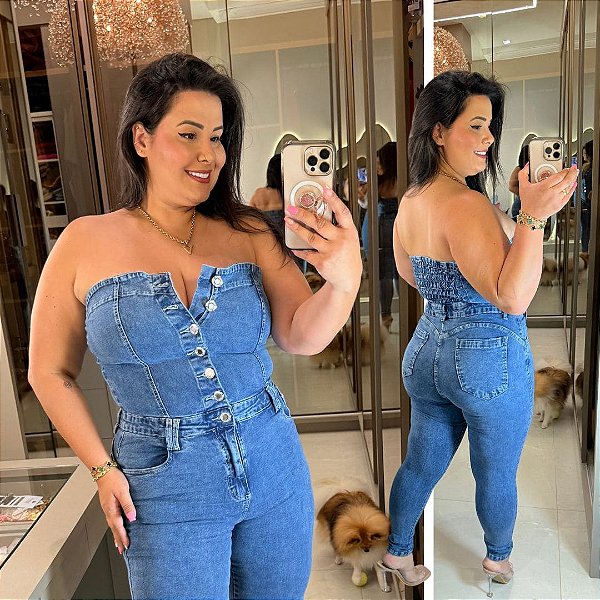 Macacão Jeans FF Beatriz Plus Size