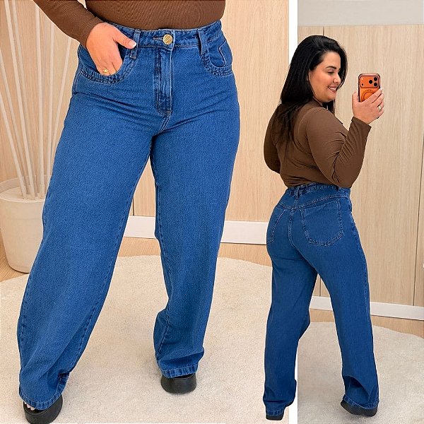 Calça Jeans Awa Carolina Wide Leg Plus Size