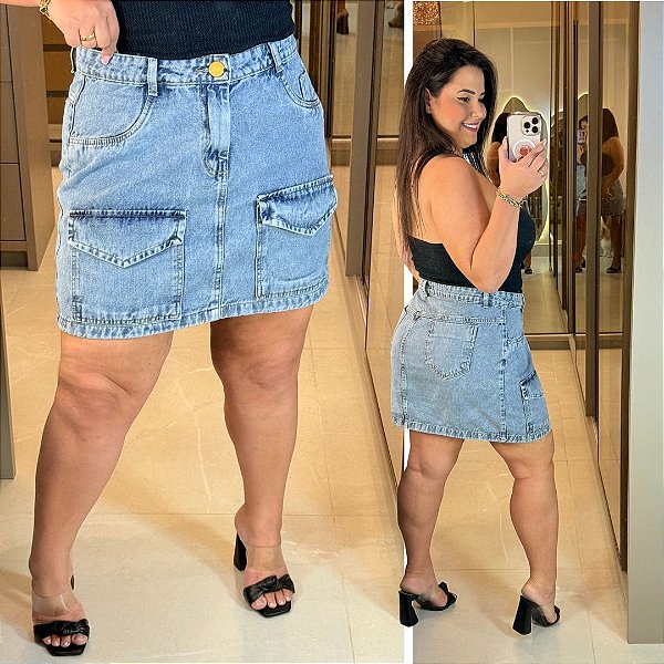 Saia Jeans Awa Helena Cargo Plus Size