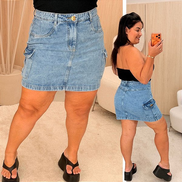 Saia Jeans Awa Manuela Cargo Plus Size