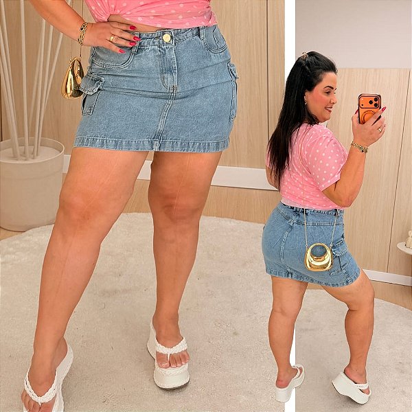 Saia Jeans Awa Manuela Cargo Plus Size