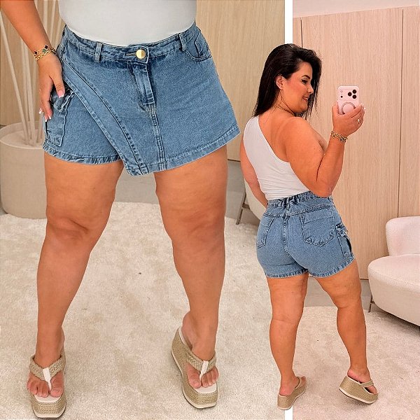 Short Saia Jeans Awa Emilia Plus Size