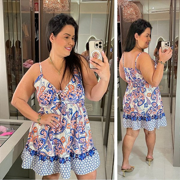 Vestido Susan Estampado Azul Plus Size