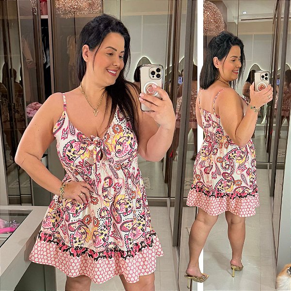 Vestido Susan Estampado Rosa Plus Size