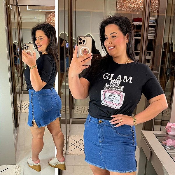 T shirt Algodão Dior Preta Plus Size