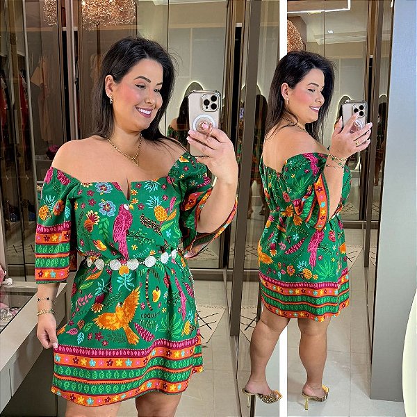 Vestido Giovana Verde Bandeira Plus Size