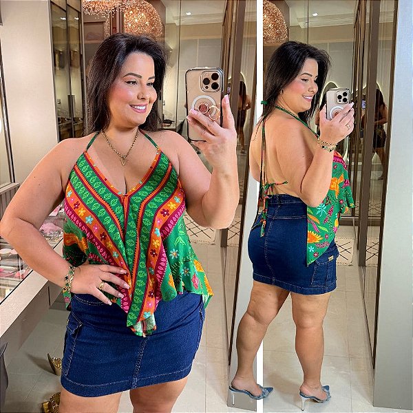 Cropped Borboleta Elisa Verde Plus Size