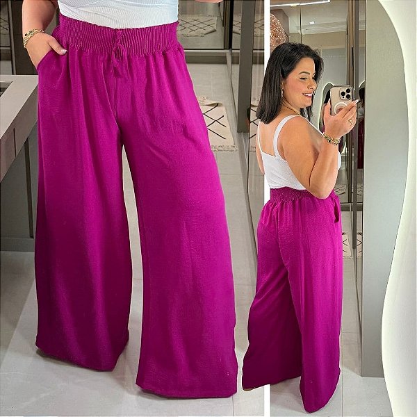 Calça Pantalona Sueli Fúcsia Plus Size