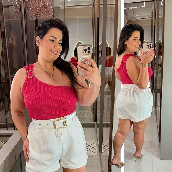 Cropped Ribana Malu Pink Plus Size