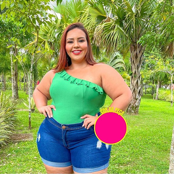 Blusa Nula Babado Suplex Pink Plus Size