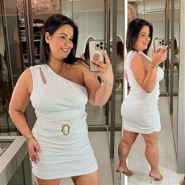 Vestido Fivela Ruth Branco Plus Size