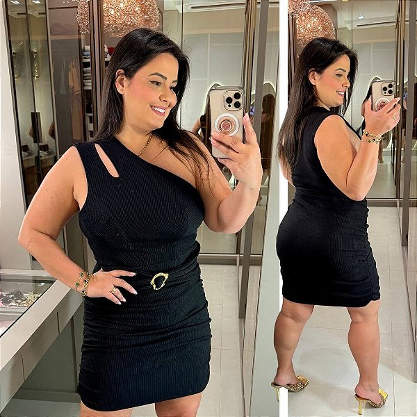 Vestido Fivela Ruth Preto Plus Size