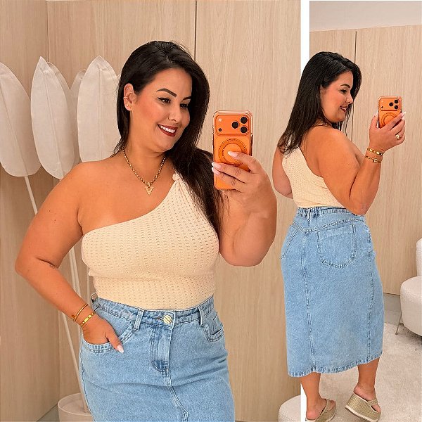 Blusa Nó Modal Bege Plus Size