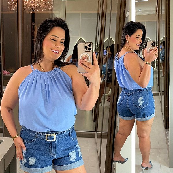 Blusa Gola Duna Azul BB Plus Size