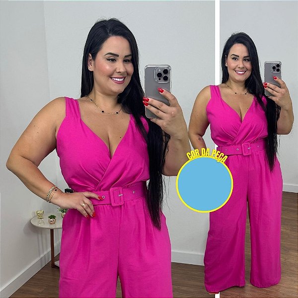 Macacão Bia Azul Claro Plus Size