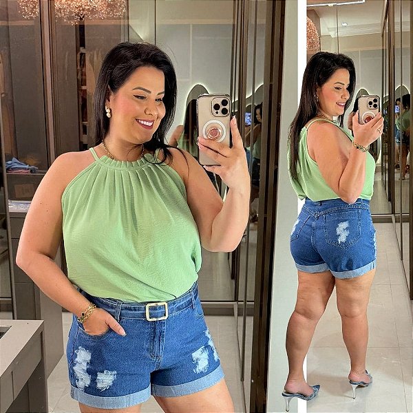 Blusa Gola Duna Verde Claro Plus Size