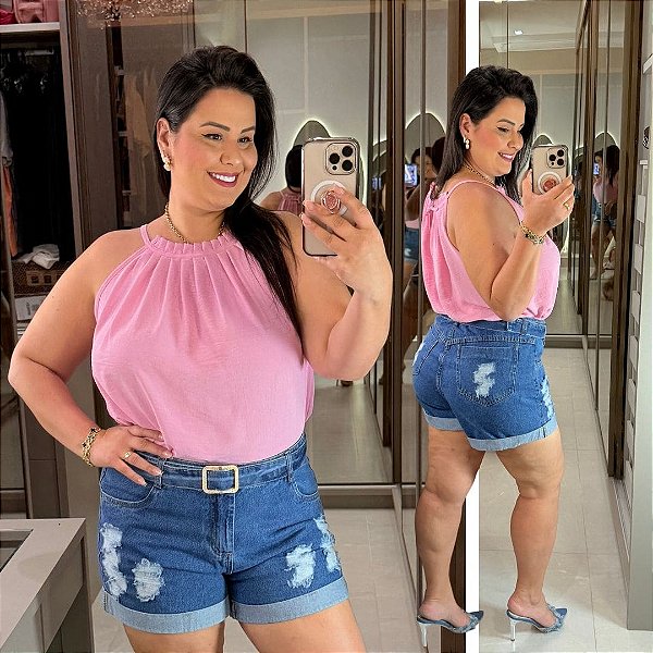 Blusa Gola Duna Rosa BB Plus Size