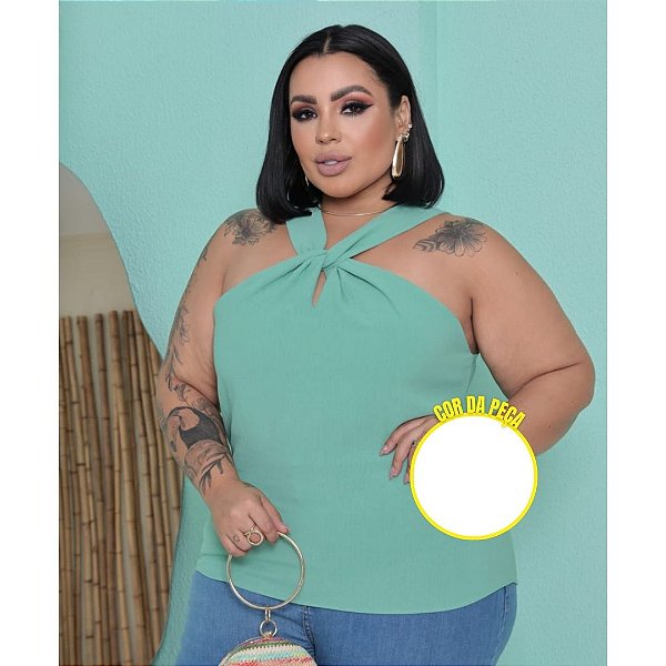 Blusa Cruzada Duna Branca Plus Size