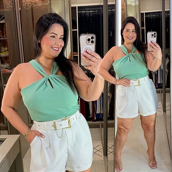 Blusa Cruzada Duna Verde Plus Size