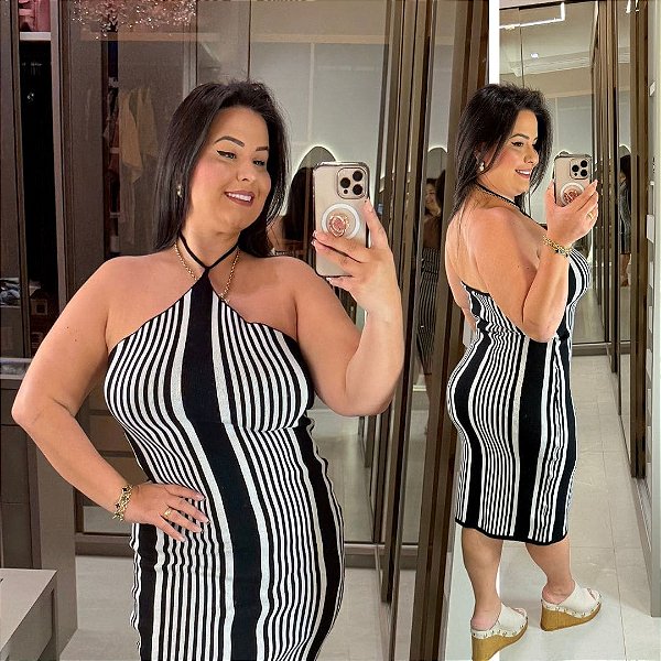 Vestido Cruzado Modal Preto Plus Size