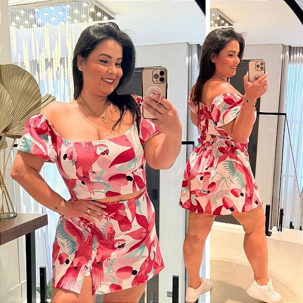 Conjunto Vip Duna Estampado Pink Plus Size