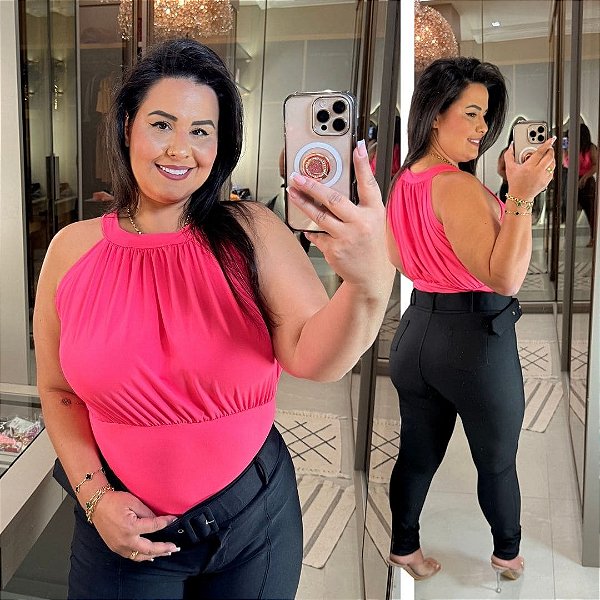 Body Suplex Gola Rosa Neon Plus Size