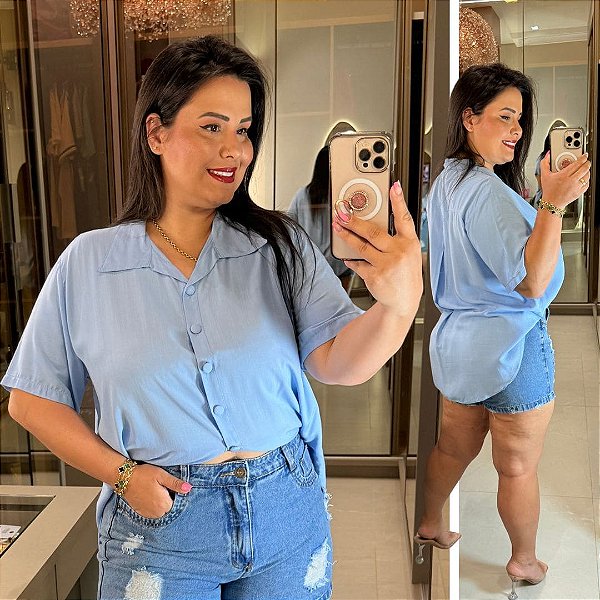 Camisa Mullet Azul BB Plus Size