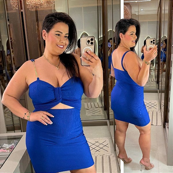 Vestido Ana Corrente Azul Royal Plus Size