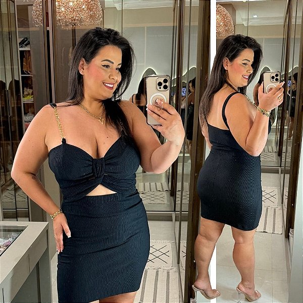 Vestido Ana Corrente Preto Plus Size