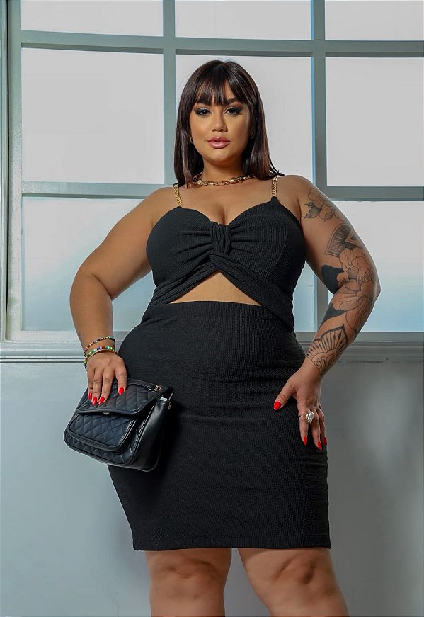 Vestido Ana Corrente Preto Plus Size