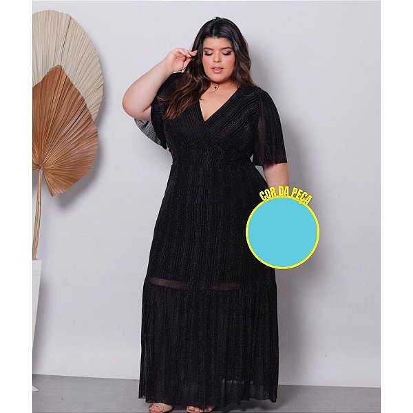 Vestido Tule Cruzado Azul Plus Size