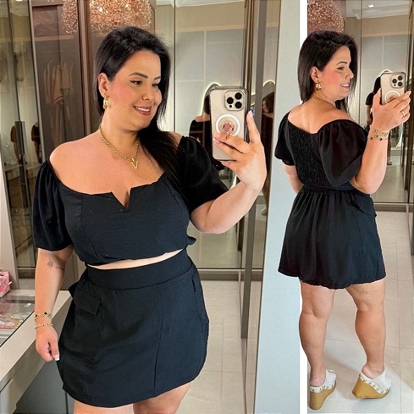 Conjunto Cargo Duna Preto Plus Size