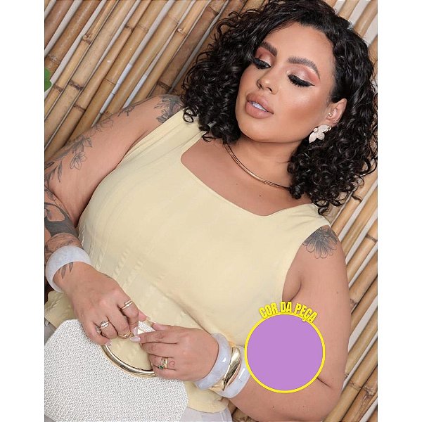 Regata Alça Larga Ribana Lavanda Plus Size