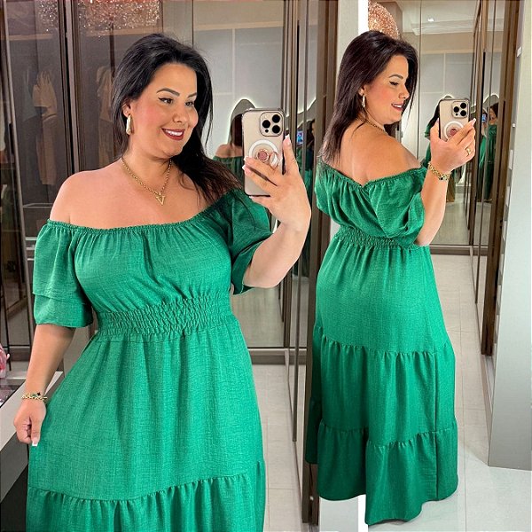 Vestido Ciganinha Mali Verde Plus Size